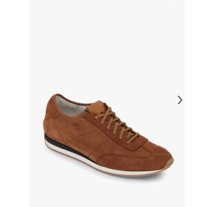 Santoni Pause Brown Suede Low Top Luxury Sneakers Mens 9.5 : Made in Italy